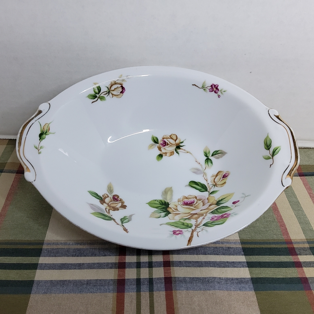 Lynmore Fine China Golden Rose Oval Serving Bowl Dish